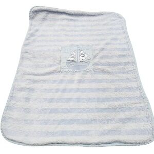 Tiddliwinks Baby Blanket Sailboat Blue Stripe Soft Plush Nautical